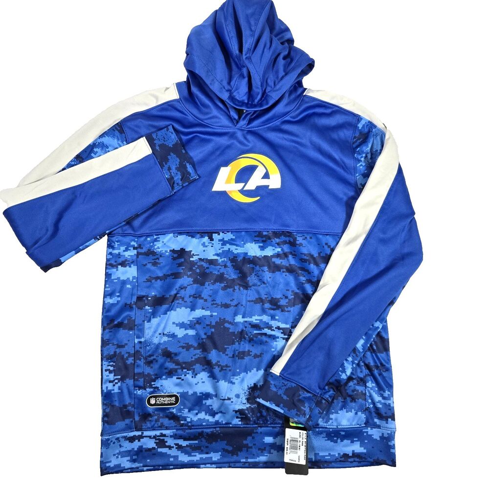 NWT NFL Los Angeles Rams Youth Blue Camo Hoodie Sweatshirt Size XL 18/20 New